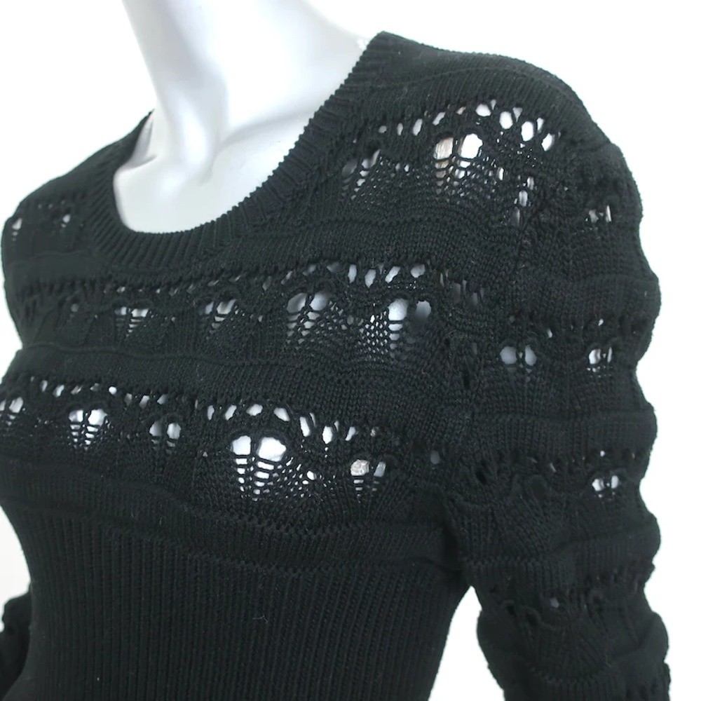 Valentino Sangallo Open Knit Sweater Black Cotton Size Extra Large NEW - Picture 3 of 10